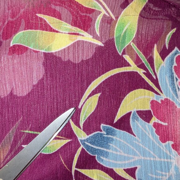 Express	| Sheer Kimono Sleeve Purple Tropical Floral Print Blouse | Size Small - Picture 14 of 15